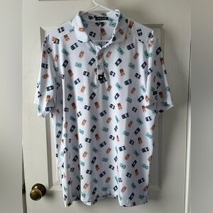 Bad Birdie Golf Polo with Beer Can Print